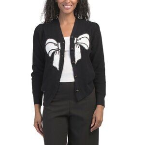 NANCY YANG Black Bow Cardigan